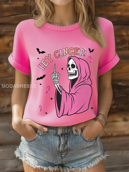 Kvinnors kortärmad T shirt mörk rosa / S