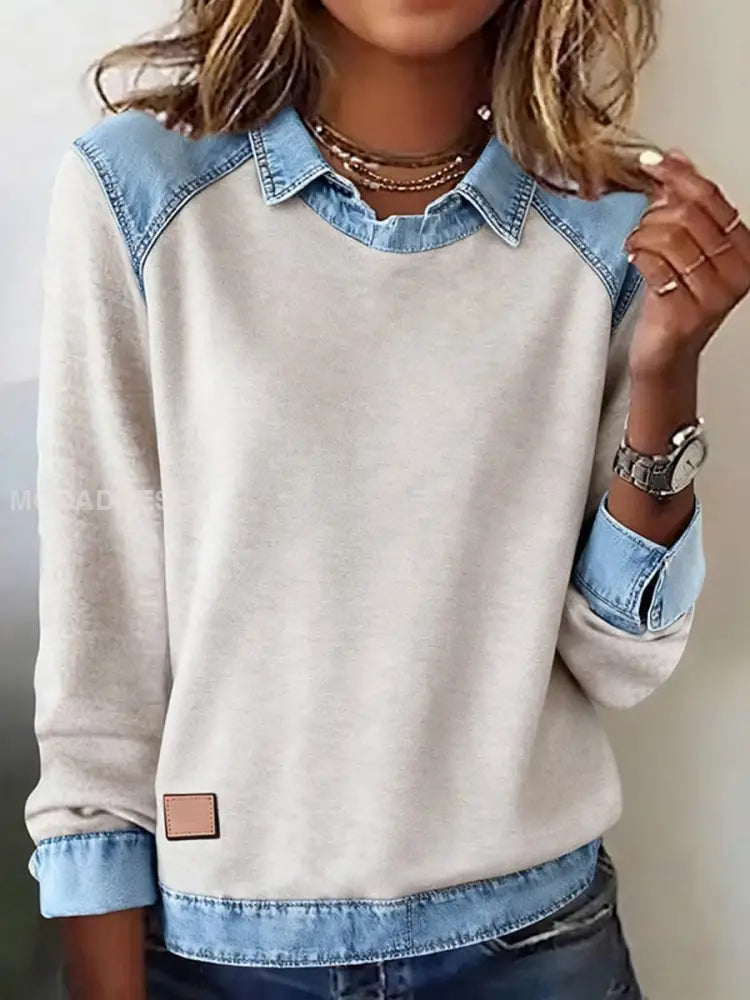 Kvinnors lappverk Design Casual Topp som bild / S