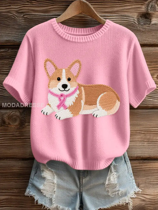 Kvinnors ljuvliga Corgi Virka mönster Mysigt sticka uppe runk / S