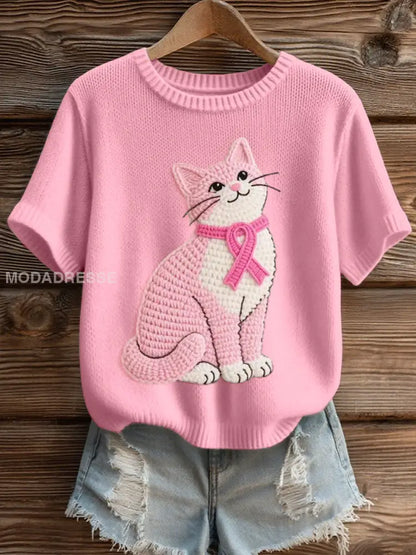 Kvinnors ljuvliga katt Virka mönster Mysigt sticka uppet runt / S