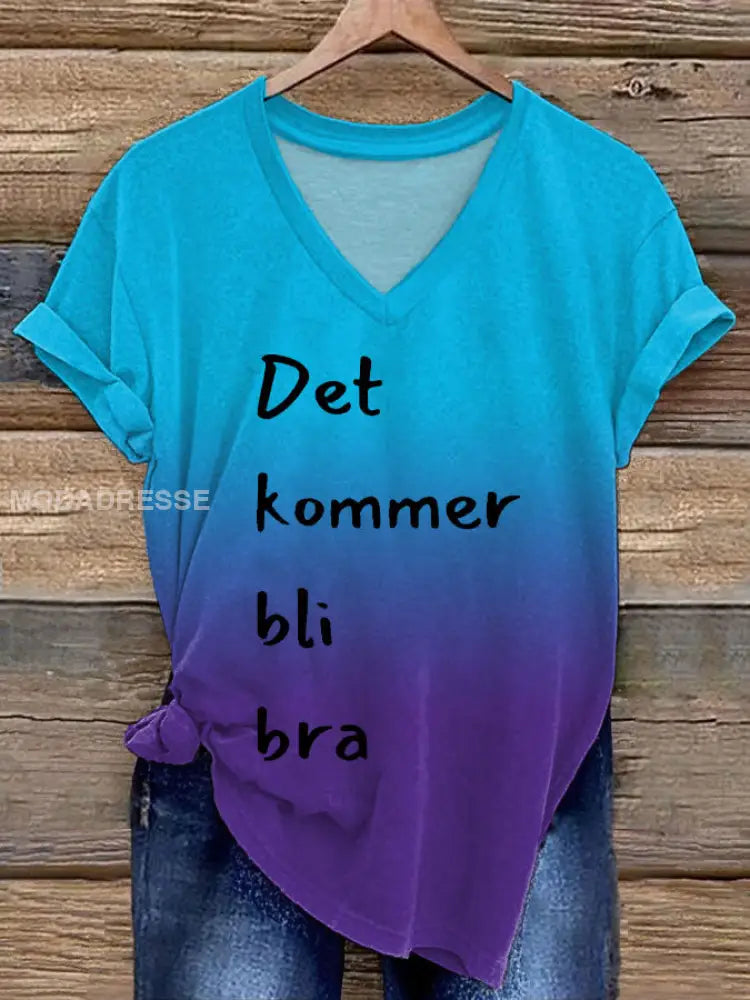 Kvinnors mental hälsa Tryckt T-shirt blå / S