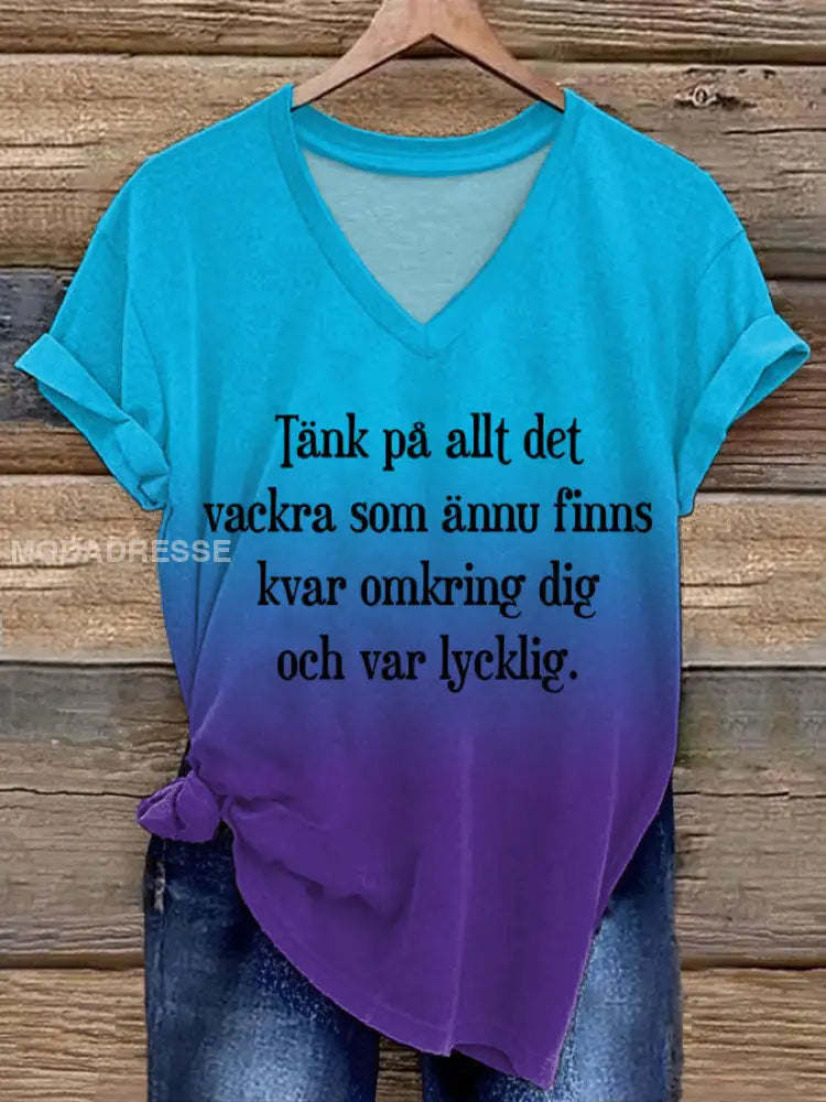 Kvinnors mental hälsa Tryckt T-shirt blå / S