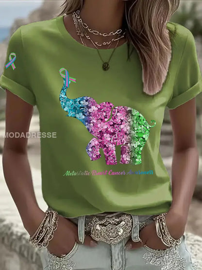 Kvinnors metastatiska bröstcancer medvetenhet Skriv ut Casual T shirt grön / S