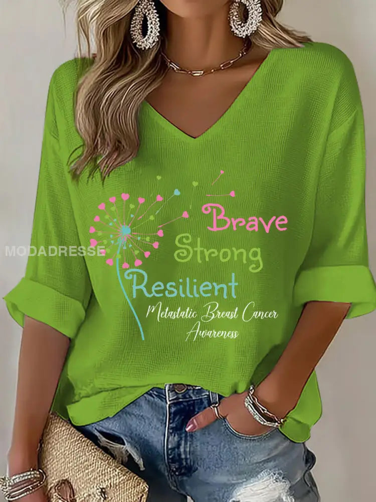 Kvinnors metastatiska bröstcancer medvetenhet Skriv ut Casual T shirt grön / S