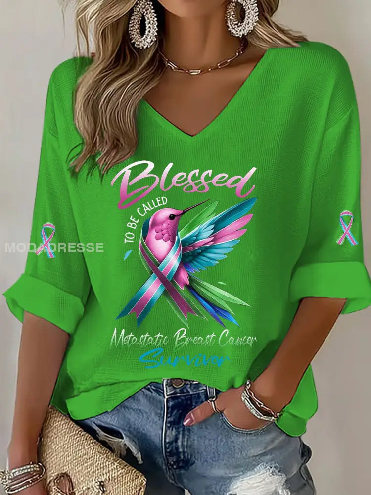 Kvinnors metastatiska bröstcancer medvetenhet Skriv ut Casual T shirt grönt / S