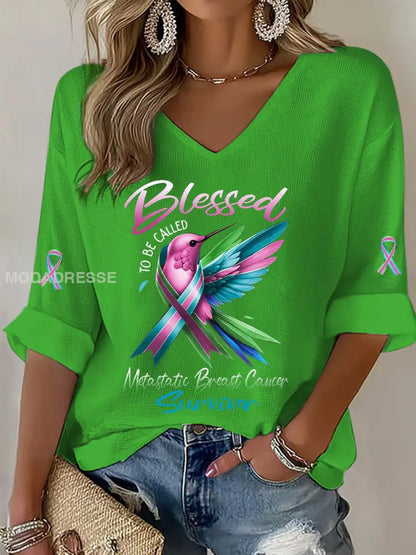 Kvinnors metastatiska bröstcancer medvetenhet Skriv ut Casual T shirt grönt / S
