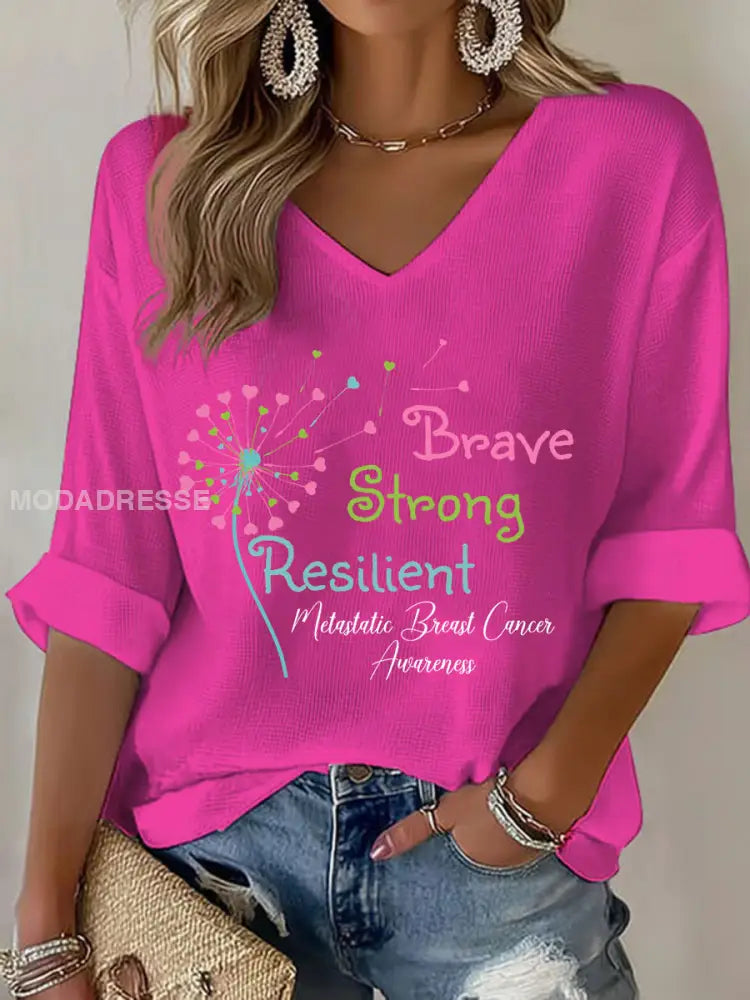 Kvinnors metastatiska bröstcancer medvetenhet Skriv ut Casual T shirt rosröd / S