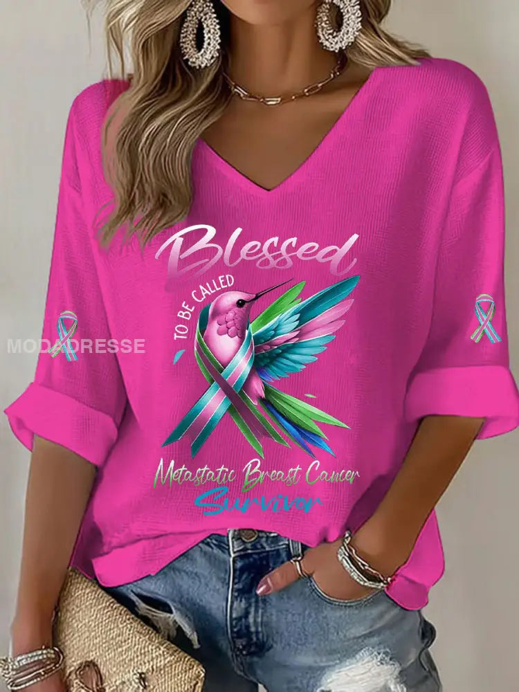 Kvinnors metastatiska bröstcancer medvetenhet Skriv ut Casual T shirt rosrött / S