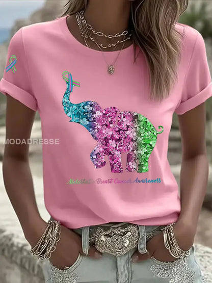 Kvinnors metastatiska bröstcancer medvetenhet Skriv ut Casual T shirt rost / S