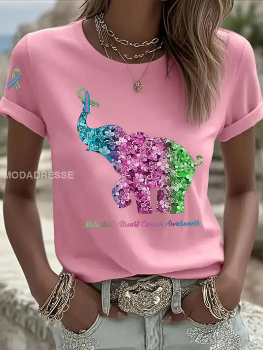 Kvinnors metastatiska bröstcancer medvetenhet Skriv ut Casual T shirt rost / S