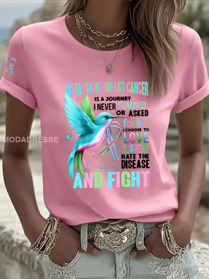Kvinnors metastatiska bröstcancer medvetenhet Skriv ut Casual T shirt rost / S