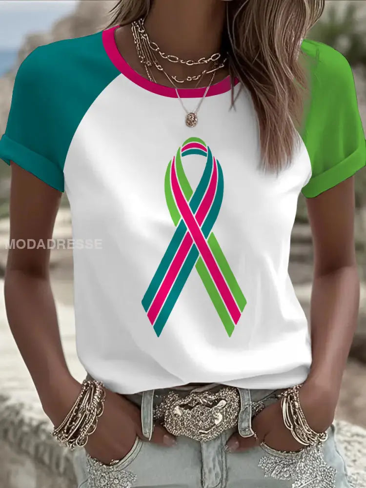 Kvinnors metastatiska bröstcancer medvetenhet Skriv ut Casual T shirt som bild / S