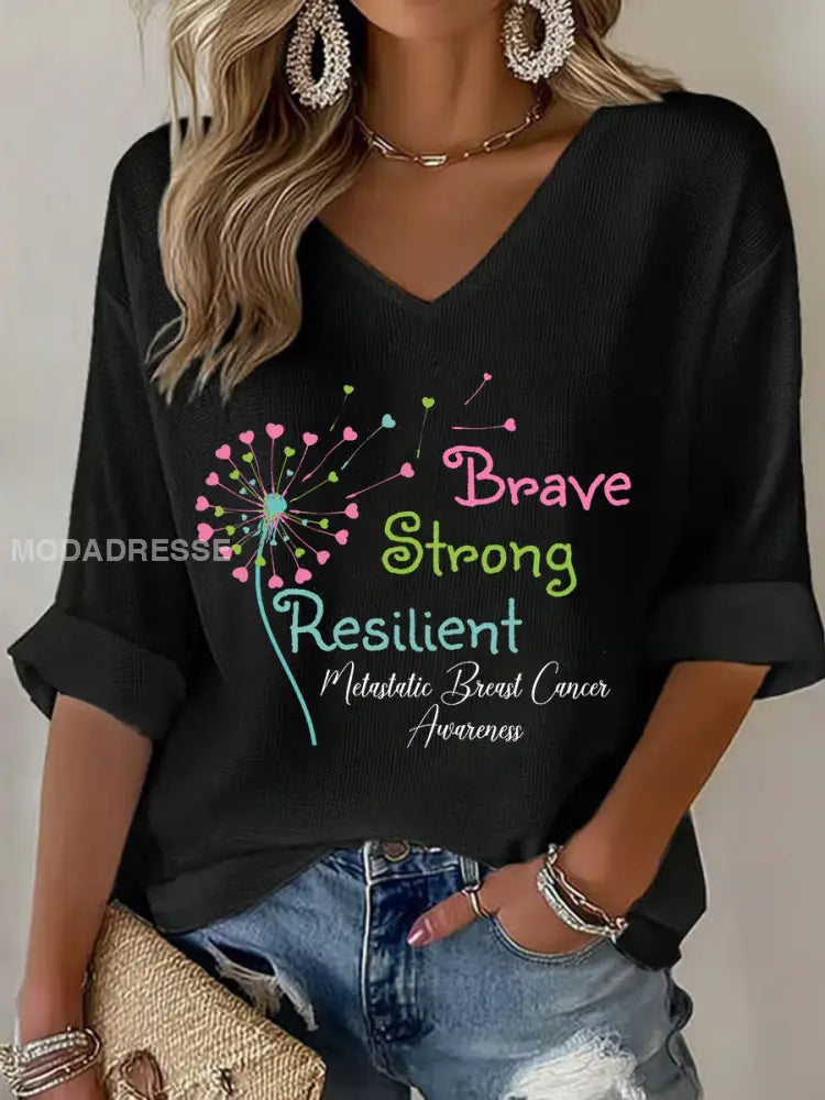 Kvinnors metastatiska bröstcancer medvetenhet Skriv ut Casual T shirt svart / S