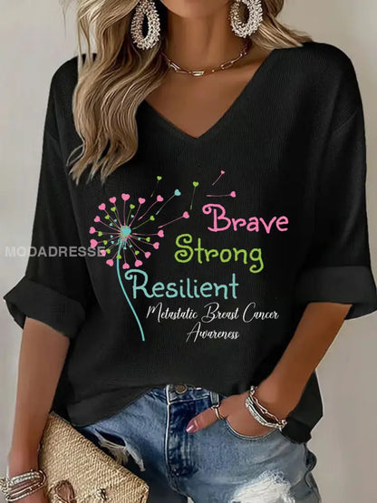 Kvinnors metastatiska bröstcancer medvetenhet Skriv ut Casual T shirt svart / S