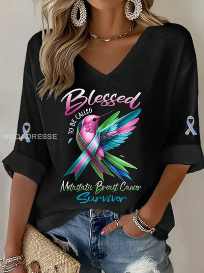 Kvinnors metastatiska bröstcancer medvetenhet Skriv ut Casual T shirt svart / S