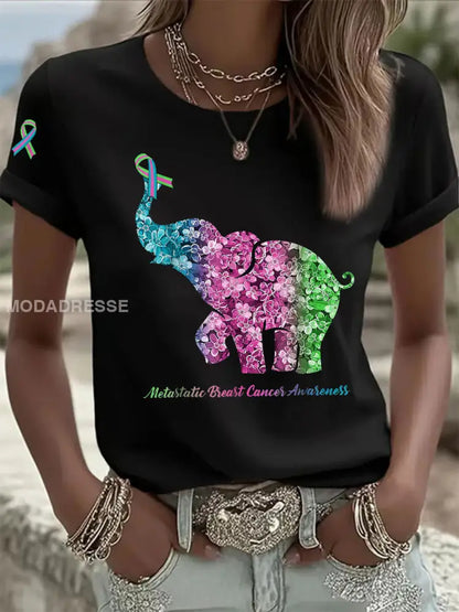 Kvinnors metastatiska bröstcancer medvetenhet Skriv ut Casual T shirt svart / S