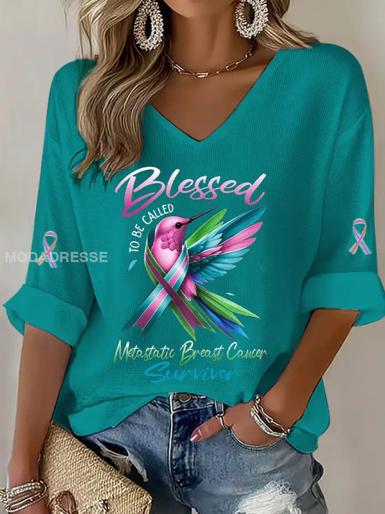 Kvinnors metastatiska bröstcancer medvetenhet Skriv ut Casual T shirt Turkis / S