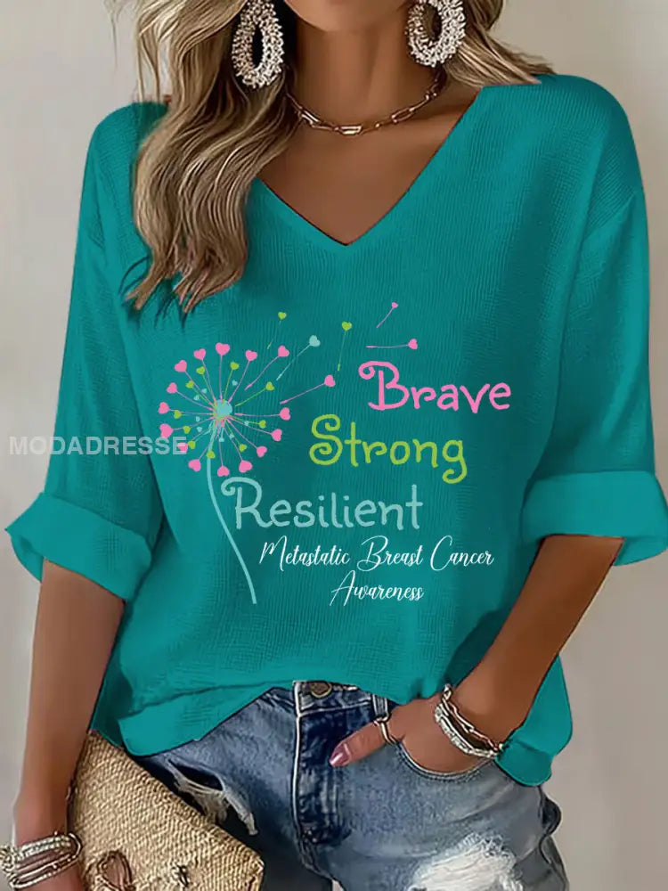 Kvinnors metastatiska bröstcancer medvetenhet Skriv ut Casual T shirt Turkis / S