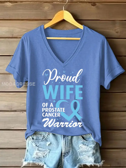 Kvinnors prostatacancer medvetenhet Fru T shirt ljusblå / S