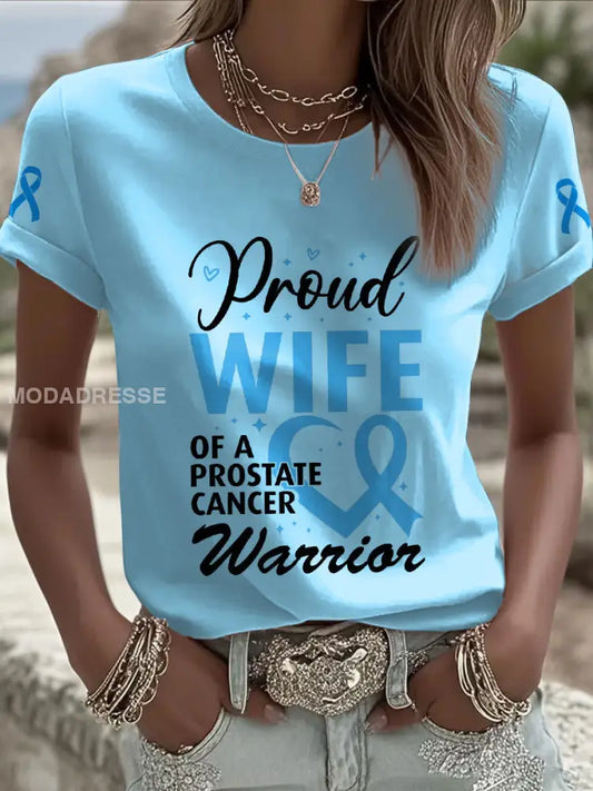 Kvinnors prostatacancer medvetenhet Fru T shirt ljusblå / S