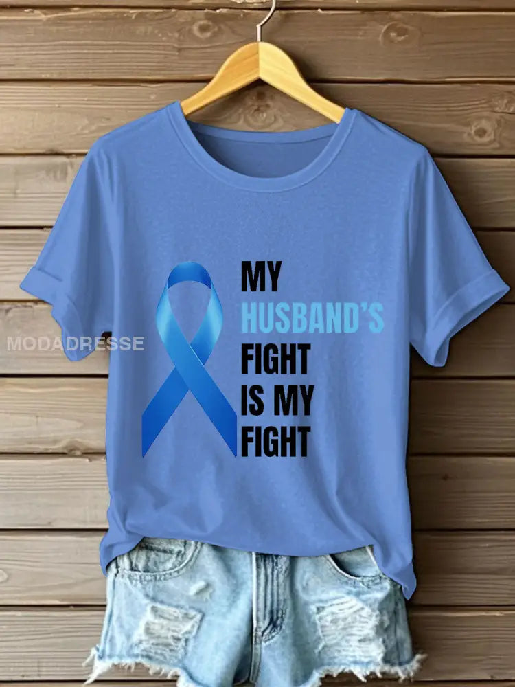 Kvinnors prostatacancer medvetenhet Fru T shirt ljusblå / S