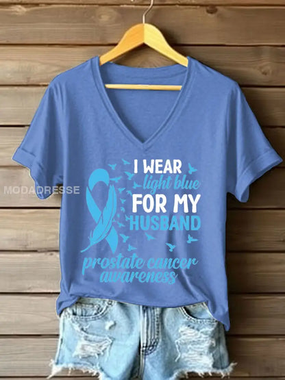 Kvinnors prostatacancer medvetenhet Fru T shirt ljusblå / S
