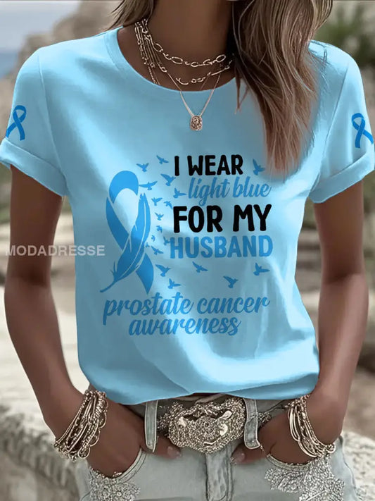 Kvinnors prostatacancer medvetenhet Fru T shirt ljusblå / S