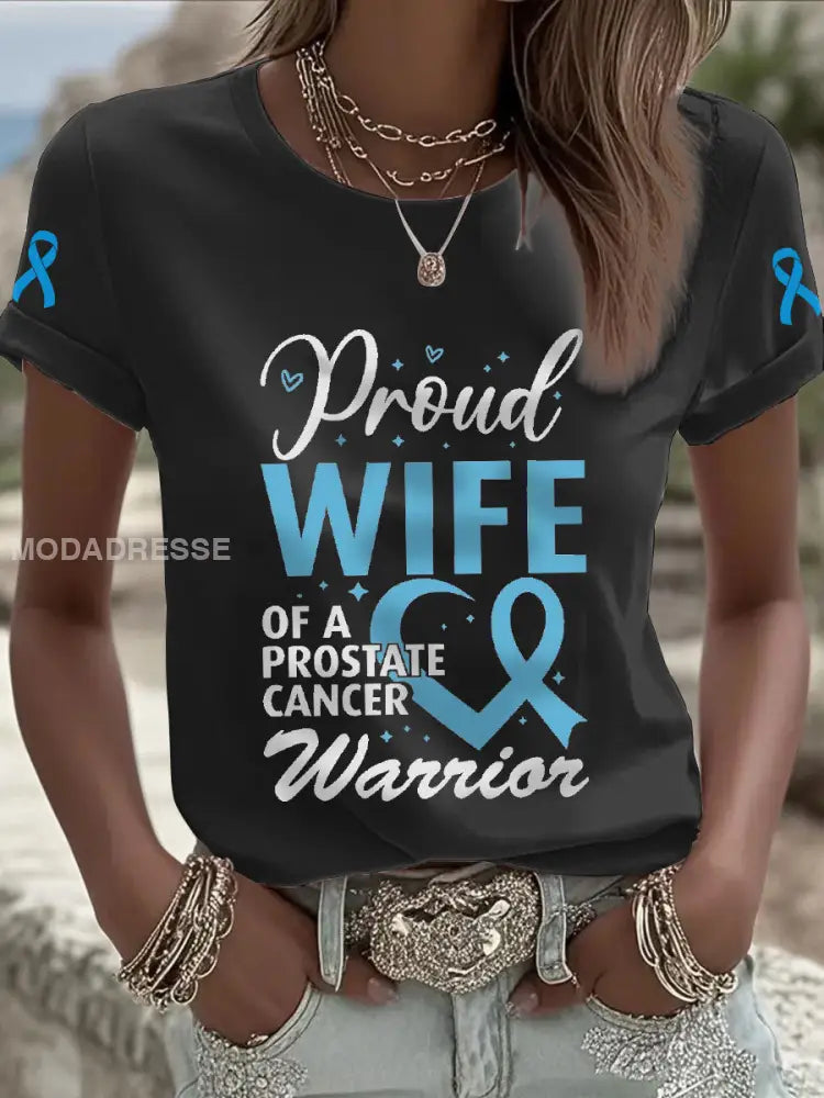 Kvinnors prostatacancer medvetenhet Fru T shirt svart / S