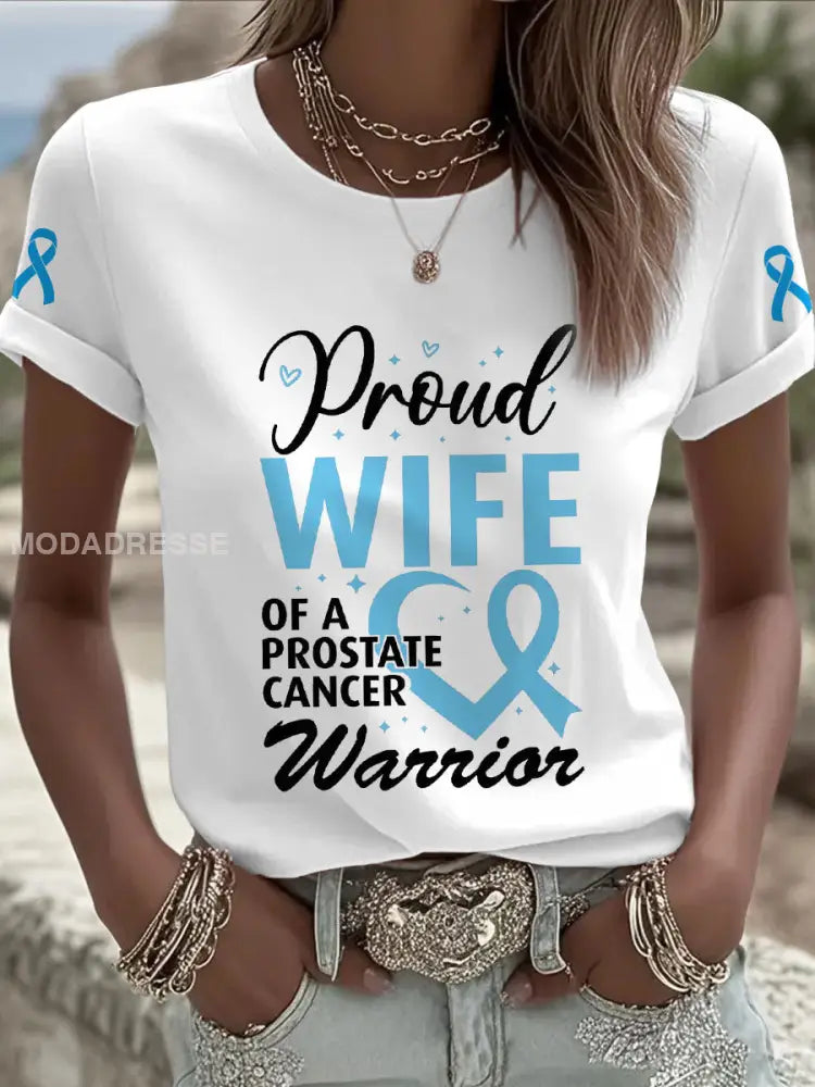 Kvinnors prostatacancer medvetenhet Fru T shirt vit / S