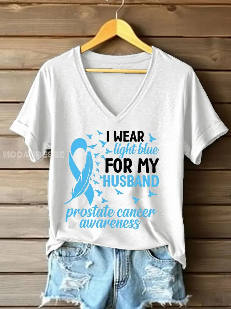 Kvinnors prostatacancer medvetenhet Fru T shirt vit / S