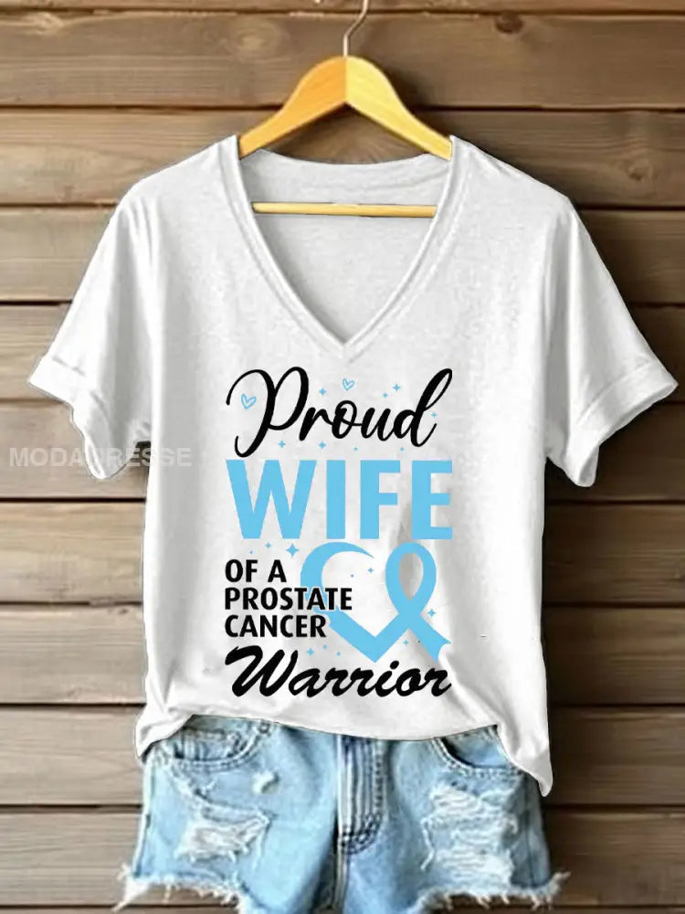 Kvinnors prostatacancer medvetenhet Fru T shirt vit / S