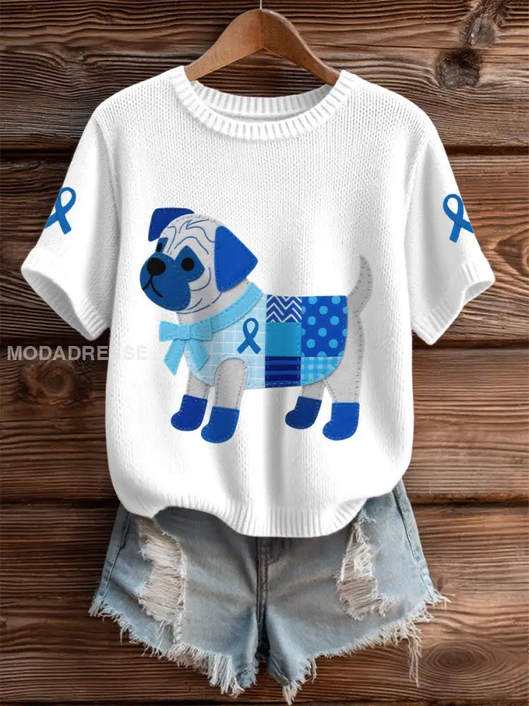 Kvinnors prostatacancer Pug topp vitt / S