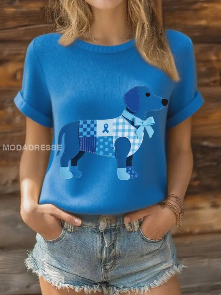 Kvinnors prostatacancer Spädhund T shirts blå / S