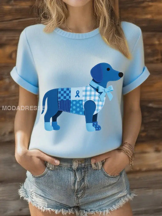 Kvinnors prostatacancer Spädhund T shirts ljusblå / S