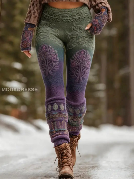 Kvinnors Retro Liv av träd keltisk knut gradient Leggings mörkt / S