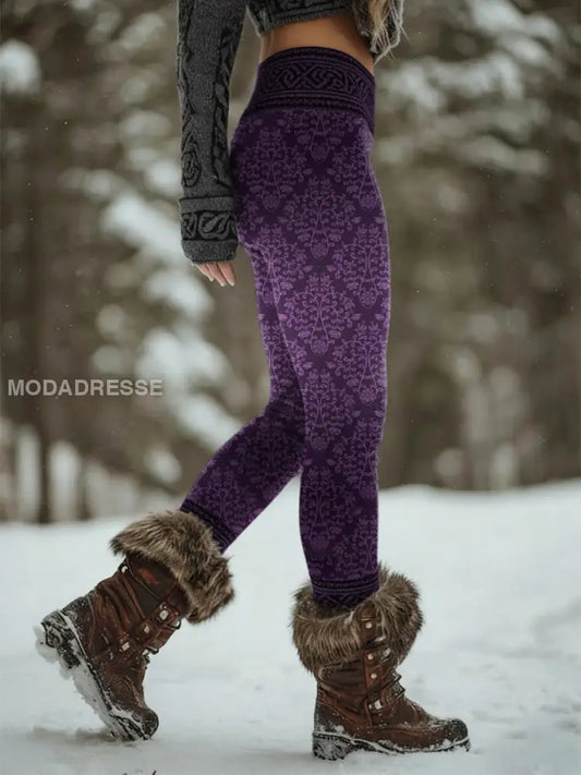 Kvinnors Retro Viking Celtic Knop Sport Stretch Leggings mörkt / S