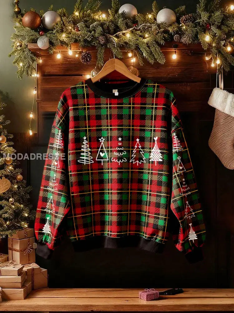 Kvinnors roliga jul Plaid Tryckt tröjar som bild / S