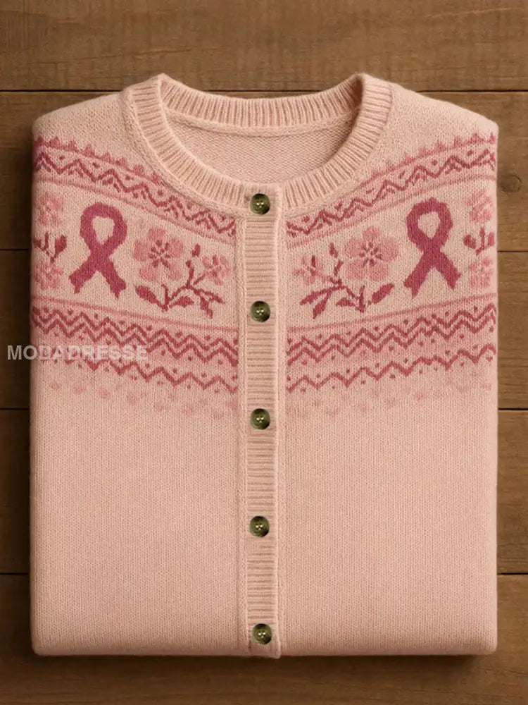 Kvinnors rosa band Floral Print Casual Cardigan runk / S
