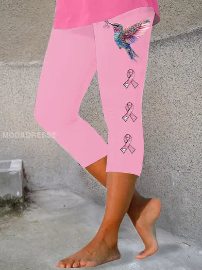 Kvinnors rosa band Print Casual Leggings runk / S