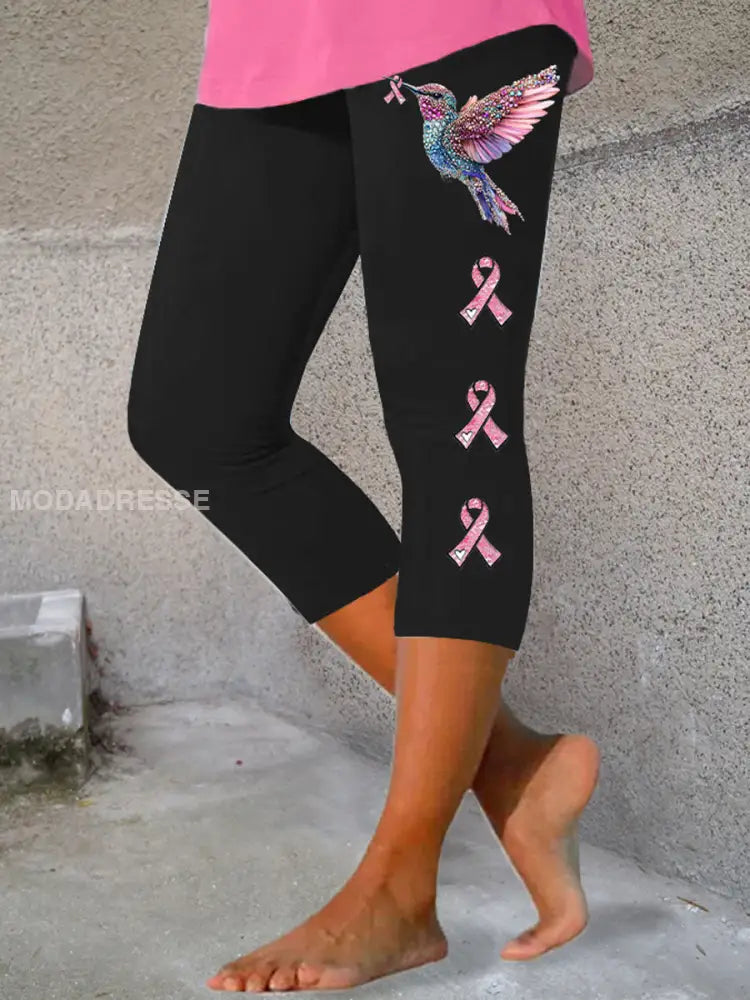 Kvinnors rosa band Print Casual Leggings svart / S