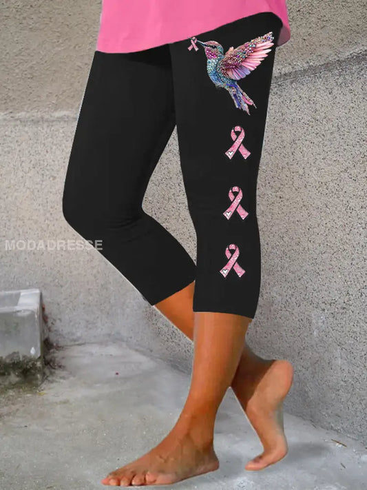 Kvinnors rosa band Print Casual Leggings svart / S