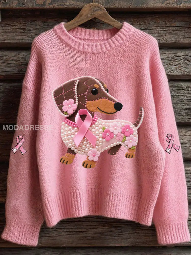 Kvinnors rosa band Print Casual Topp runk / S