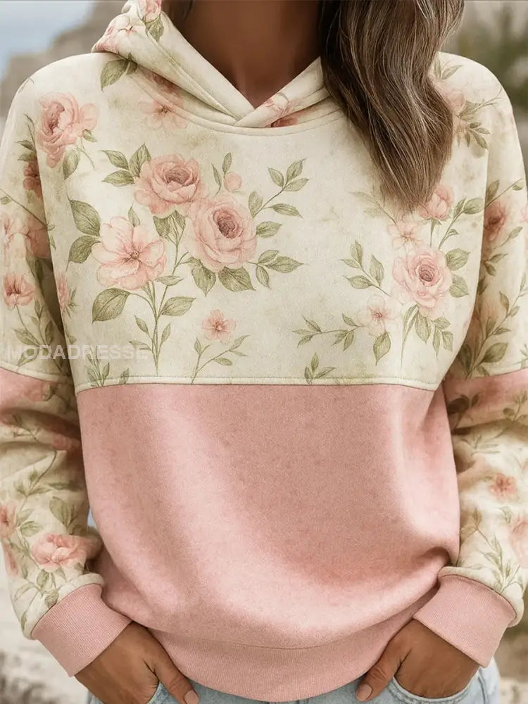Kvinnors rosa blommiga tryckt tröj som bild / S