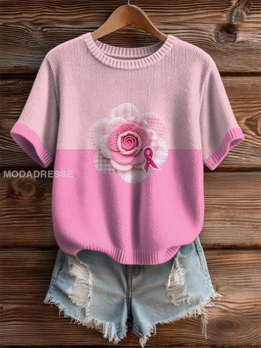 Kvinnors rosa bröstcancer medvetenhet Rose T shirt runk / S