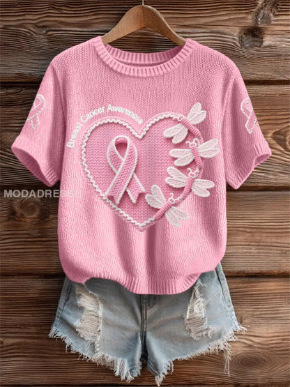 Kvinnors rosa dradonflies rosa band bröstcancer medvetenhet Support Tee runt / S