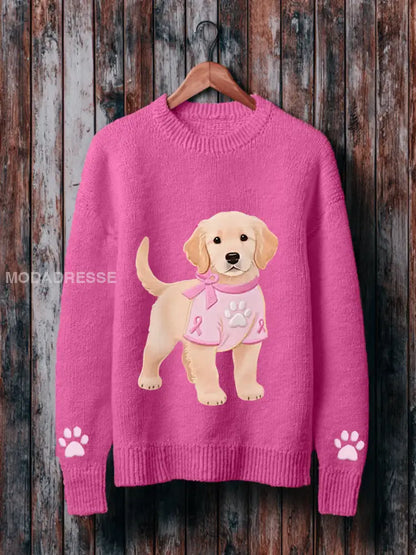 Kvinnors rosa hund rosa band bröstcancer medvetenhet Stöd tröjar rosrött / S