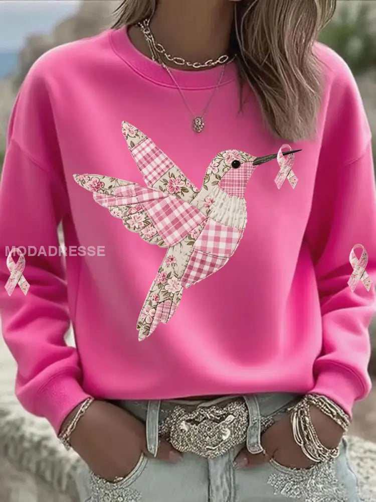 Kvinnors rosa kolibri tryckt tryckt rosröd / S