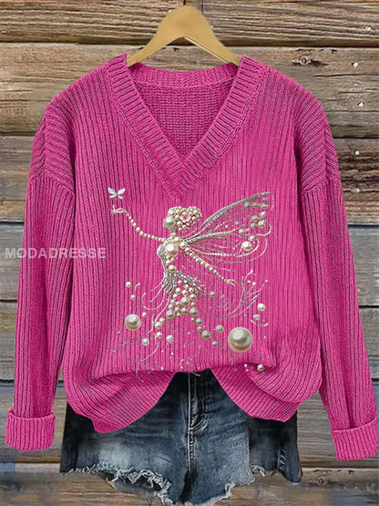Kvinnors rosa pärla Print Casual Topp rosröd / S