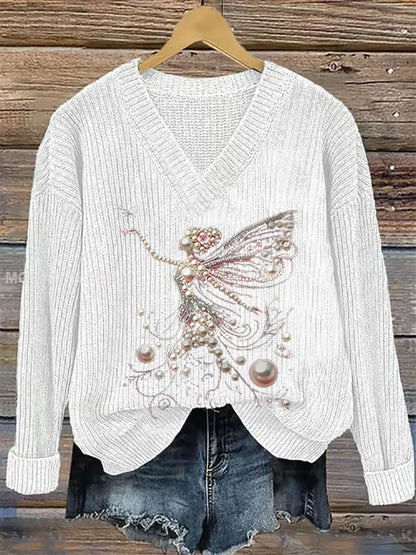 Kvinnors rosa pärla Print Casual Topp vitt / S