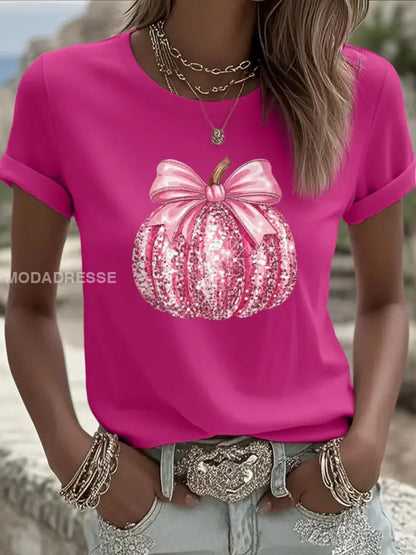 Kvinnors rosa pumpa Print Bröstcancer medvetenhet Support Tee rosröd / S